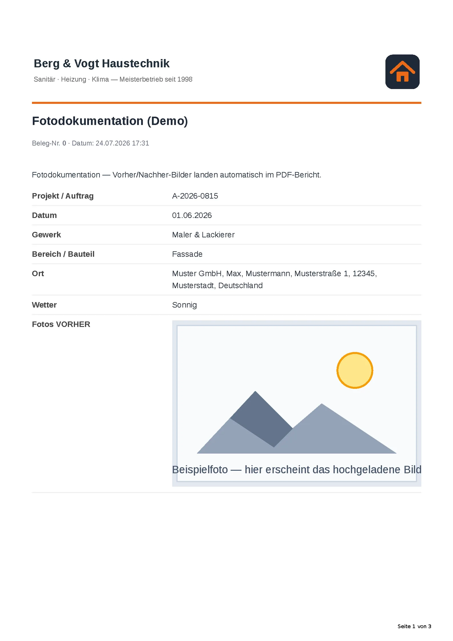 Das automatisch erzeugte PDF-Dokument.
